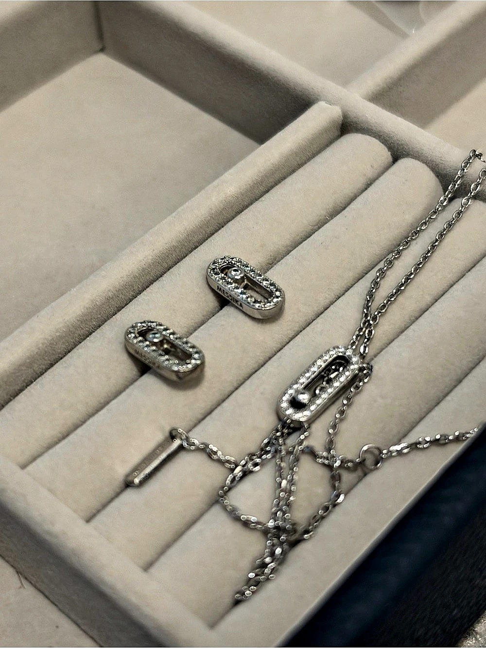 Messika Silver-Tone Necklace & Earrings Set silver 925